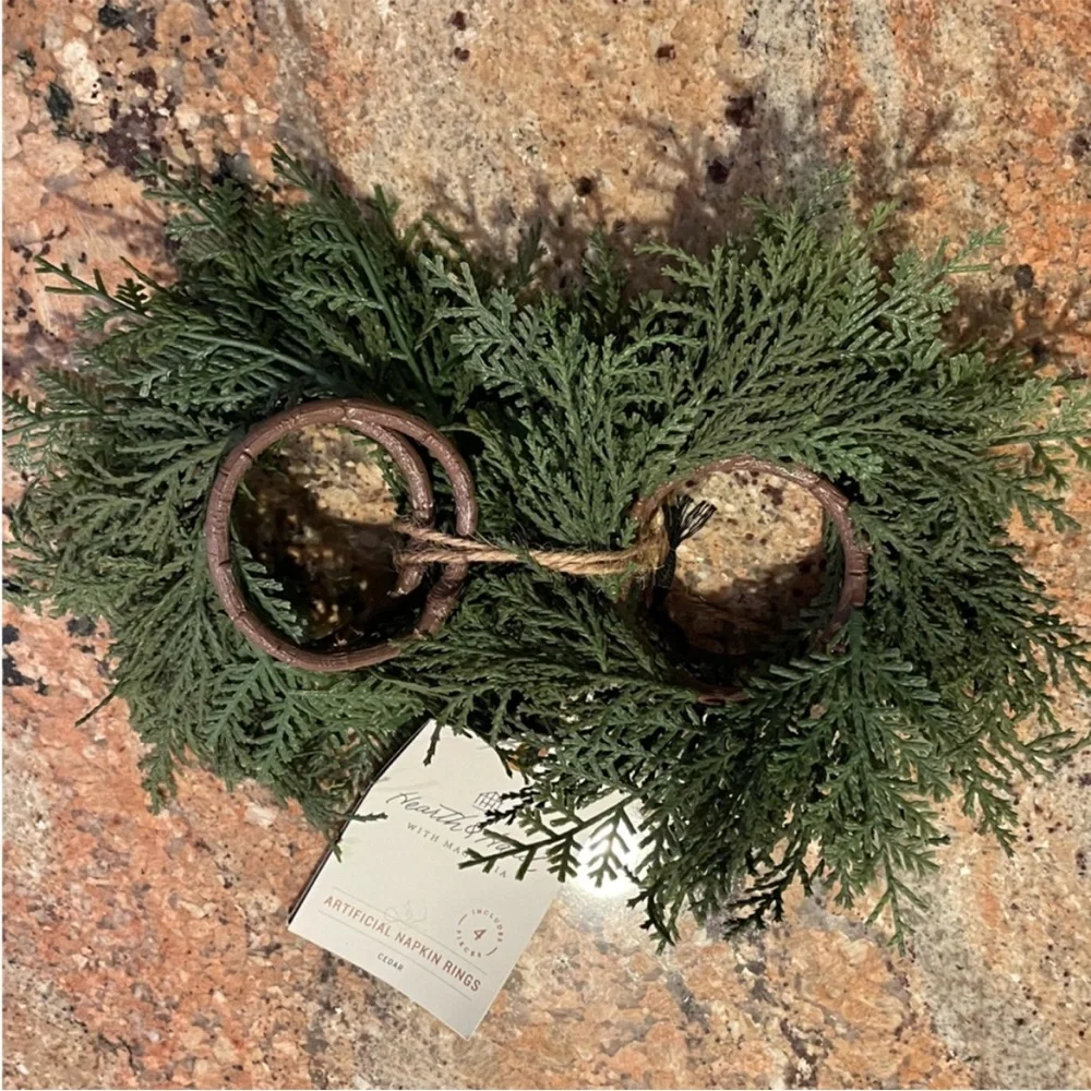 Set of 4 Faux Cypress Sprig Christmas Napkin Rings - Hearth & Hand Magnolia